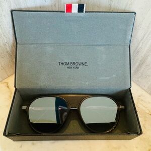 Thom Browne Grey Aviator Mirrored Sunglasses